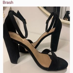 Black Open-Toe Heels with Ankle Strap